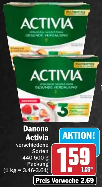 Hit Danone Activia 440-500 g Packung Angebot