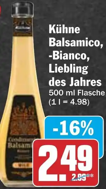 Hit Kühne Balsamico, Bianco, Liebling des Jahres 500 ml Flasche Angebot