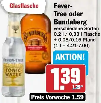 Hit Fever-Tree oder Bundaberg 0,2/0,33 L Flasche Angebot