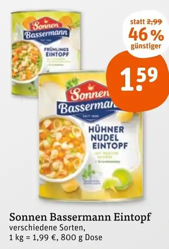 tegut Sonnen Bassermann Eintopf  800 g Dose Angebot