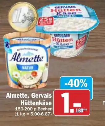 AEZ Almette, Gervais Hüttenkäse 150-200 g Becher Angebot