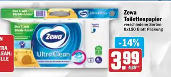 AEZ Zewa Toilettenpapier 8 x 150 Blatt Packung Angebot