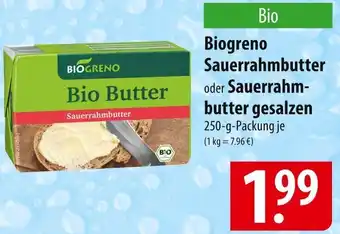 Famila Nord Ost Biogreno Sauerrahmbutter oder Sauerrahmbutter gesalzen 250 g Packung Angebot