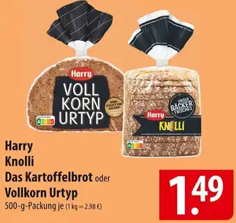 Famila Nord Ost Harry Knolli Das Kartoffelbrot oder Vollkorn Urtyp 500 g Packung Angebot