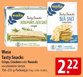 Famila Nord Ost Wasa Tasty Snacks Crisps, Crackers oder Rounds 150-235 g Packung Angebot