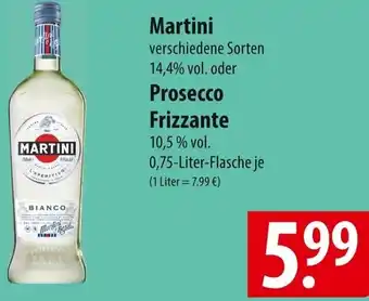 Famila Nord Ost Martini oder Prosecco Frizzante 0,75 Liter Flasche Angebot