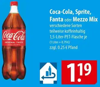 Famila Nord Ost Coca-Cola, Sprite, Fanta oder Mezzo Mix 1,5 Liter Angebot