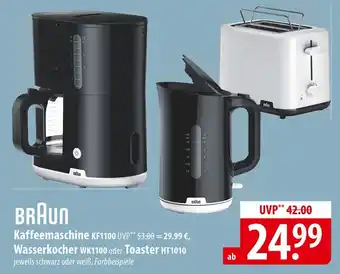 Famila Nord Ost BRAUN Kaffeemaschine KF1100, Wasserkocher WK1100 oder Toaster HT1010 Angebot