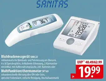 Famila Nord Ost SANITAS Blutdruckmessgerät SBM 22 oder Multifunktionsthermometer SFT 65 Angebot