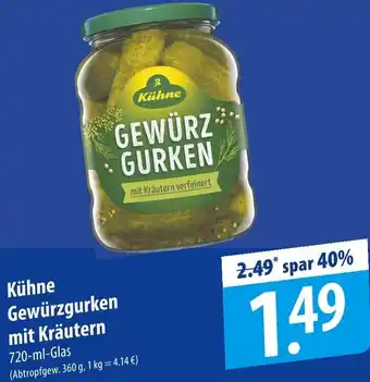 Famila Nord Ost Kühne Gewürzgurken mit Kräutern 720 ml Glas Angebot