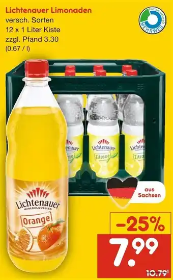 Netto Getränke Discount Lichtenauer Limonaden 12 x 1 Liter Kiste Angebot