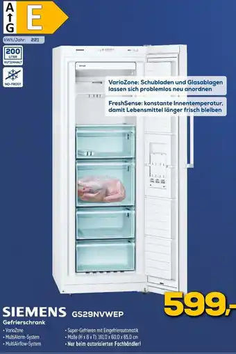 Euronics SIEMENS GS29NVWEP Gefrierschrank Angebot