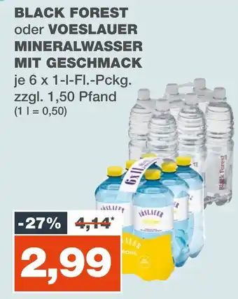 mein real BLACK FOREST oder VOESLAUER MINERALWASSER MIT GESCHMACK je 6 x 1-1-FI.-Pckg Angebot