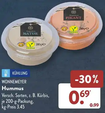 Aldi Süd WONNEMEYER Hummus 200 g Packung Angebot