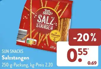 Aldi Süd SUN SNACKS Salzstangen 250 g Packung Angebot