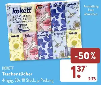 Aldi Süd KOKETT Taschentücher 4-lagig, 30x10 Stück Angebot