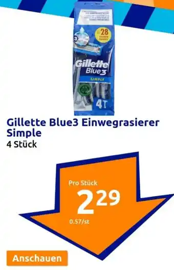 Action Gillette Blue3 Einwegrasierer Simple 4 Stück Angebot