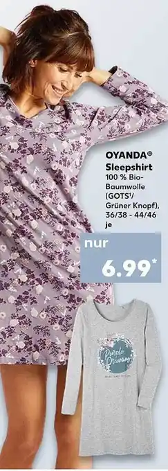 Kaufland Oyanda Sleepshirt Angebot