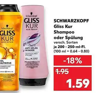 Kaufland Schwarzkopf Gliss Kur Shampoo oder Spülung 200-250ml Angebot