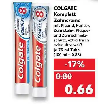 Kaufland Colgate Komplett Zahncreme 75ml Tube Angebot