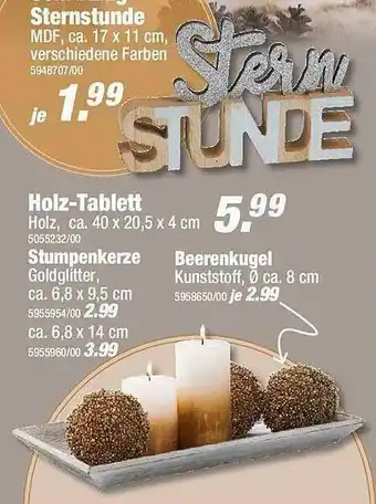 Poco Holz-tablett Stumpenkerze Oder Beerenkugel Angebot