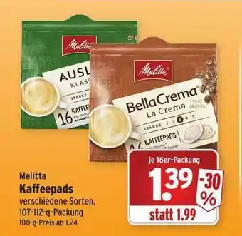 Wasgau Melitta Kaffeepads Angebot