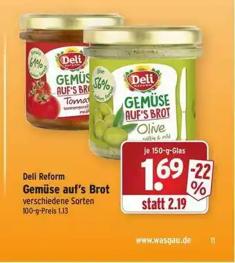 Wasgau Deli Reform Gemuse Auf's Brot Angebot