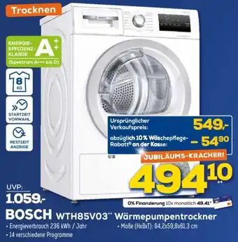 Euronics XXL BOSCH WTH85V03 Wärmepumpentrockner Angebot