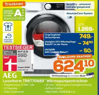 Euronics XXL AEG Lavatherm TR8T70689 Wärmepumpentrockner Angebot