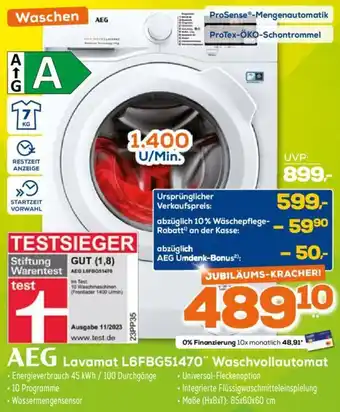 Euronics XXL AEG Lavamat L6FBG51470 Waschvollautomat Angebot