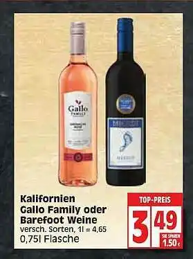 Edeka Kalifornien Gallo Family Oder Barefoot Weine Angebot