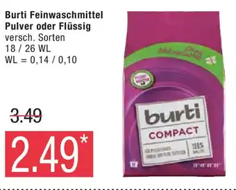 Marktkauf Burti Feinwaschmittel Pulver oder Flüssig 18/26 WL Angebot