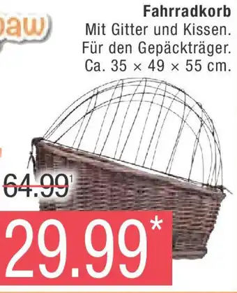 Marktkauf jollypaw Fahrradkorb Ca. 35 x 49 x 55 cm. Angebot