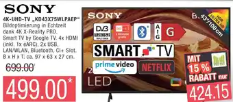 Marktkauf SONY 4K-UHD-TV ,,KD43X75WLPAEP" Angebot