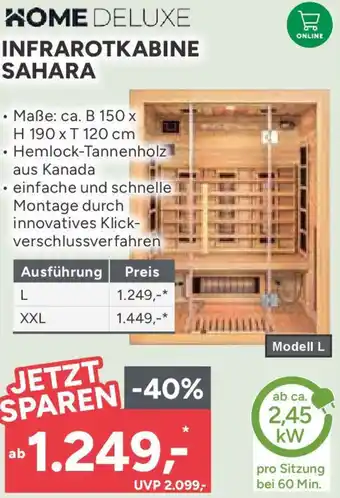 Marktkauf HOME DELUXE INFRAROTKABINE SAHARA Angebot