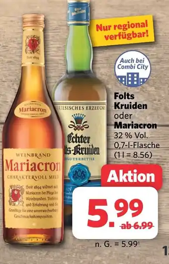 Combi Folts Kruiden oder Mariacron 0,7-l-Flasche Angebot