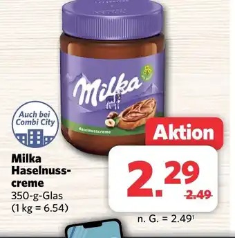 Combi Milka Haselnuss-creme 350 g Glas Angebot