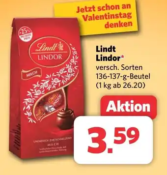 Combi Lindt LINDOR 136-137-g-Beutel Angebot