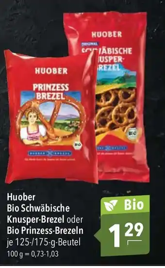 CITTI Markt Huober Bio Schwäbische Knusper Brezel oder Bio Prinzess Brezeln 125/175g Beutel Angebot