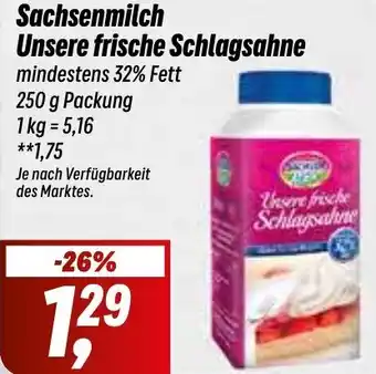 Simmel Sachsenmilch Unsere frische Schlagsahne 250 g Packung Angebot