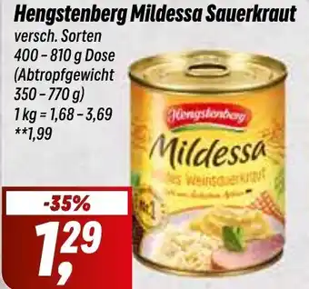 Simmel Hengstenberg Mildessa Sauerkraut 400-810 g Dose Angebot