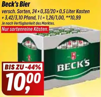 Simmel Beck's Bier 24 × 0,33/20×0,5 Liter Kasten Angebot