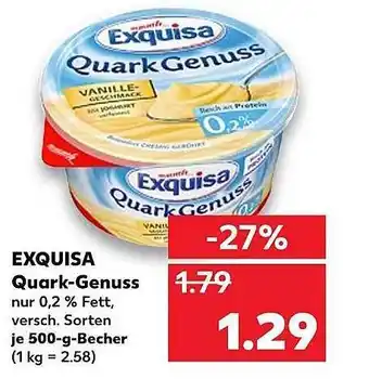 Kaufland Exquisa Quark-Genuss 500g Becher Angebot