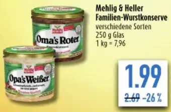 diska Mehlig & Heller Familien-Wurstkonserve 250 g Glas Angebot