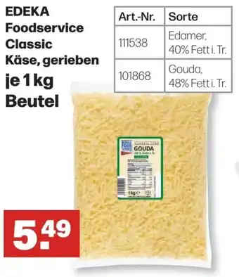 Handelshof EDEKA Foodservice Classic Käse, gerieben 1 kg Beutel Angebot