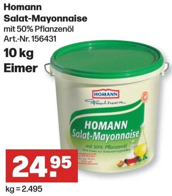 Homann SalatMayonnaise 10 kg Eimer Angebot bei Handelshof