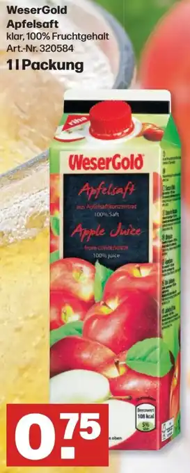 Handelshof WeserGold Apfelsaft 1 L Packung Angebot