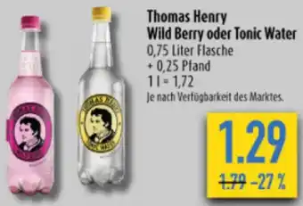 diska Thomas Henry Wild Berry oder Tonic Water 0,75 Liter Flasche Angebot