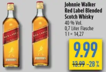 diska Johnnie Walker Red Label Blended Scotch Whisky 0,7 Liter Flasche Angebot