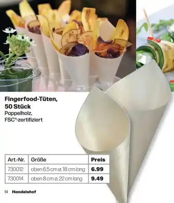 Handelshof Fingerfood-Tüten, 50 Stück Angebot